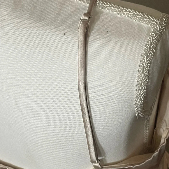 By Blush - Shimmering Cream Colored Ruched Wrap Midi Dress, NWT, Size Large - Picture 11 of 11